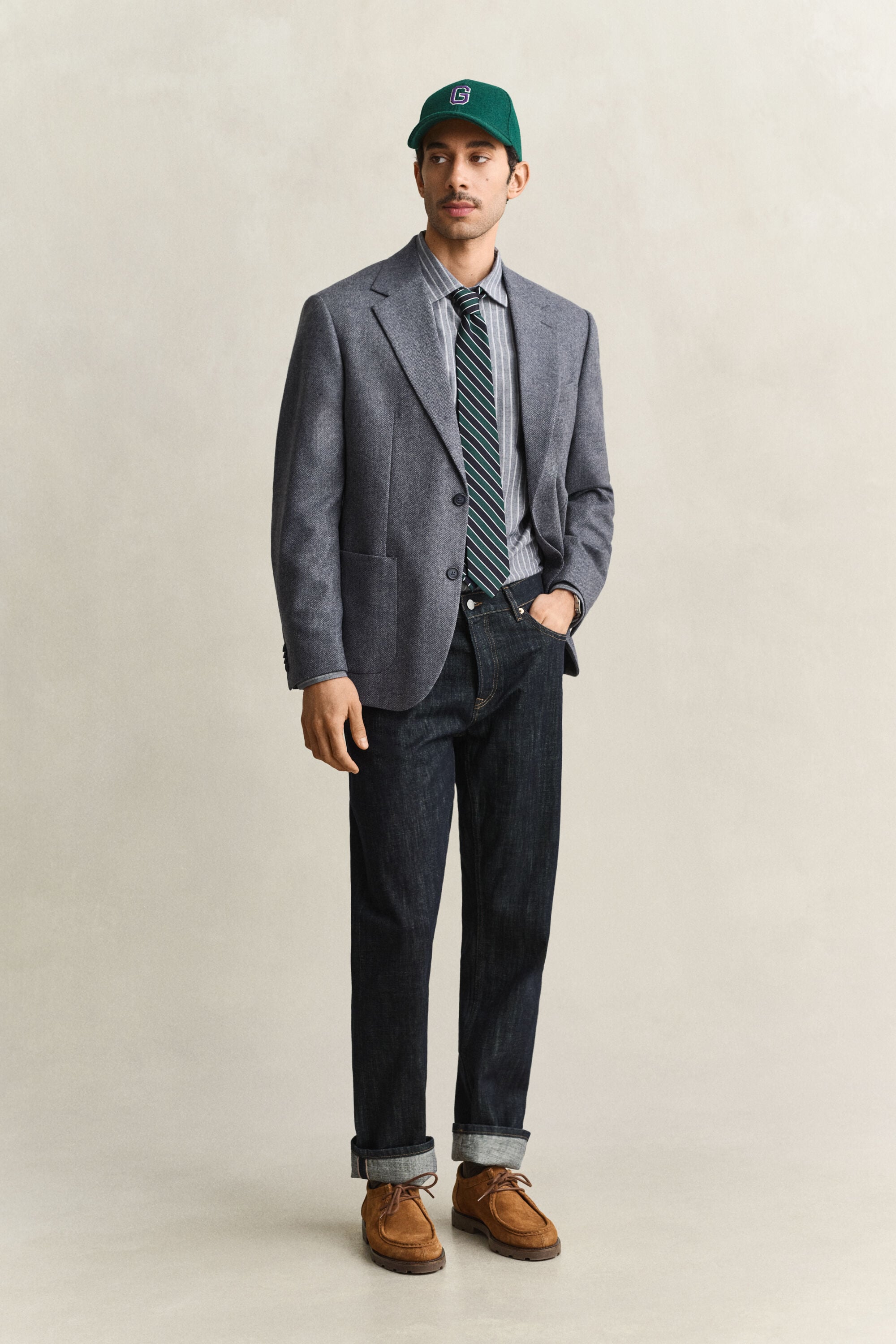 Wool Herringbone Suit Jacket