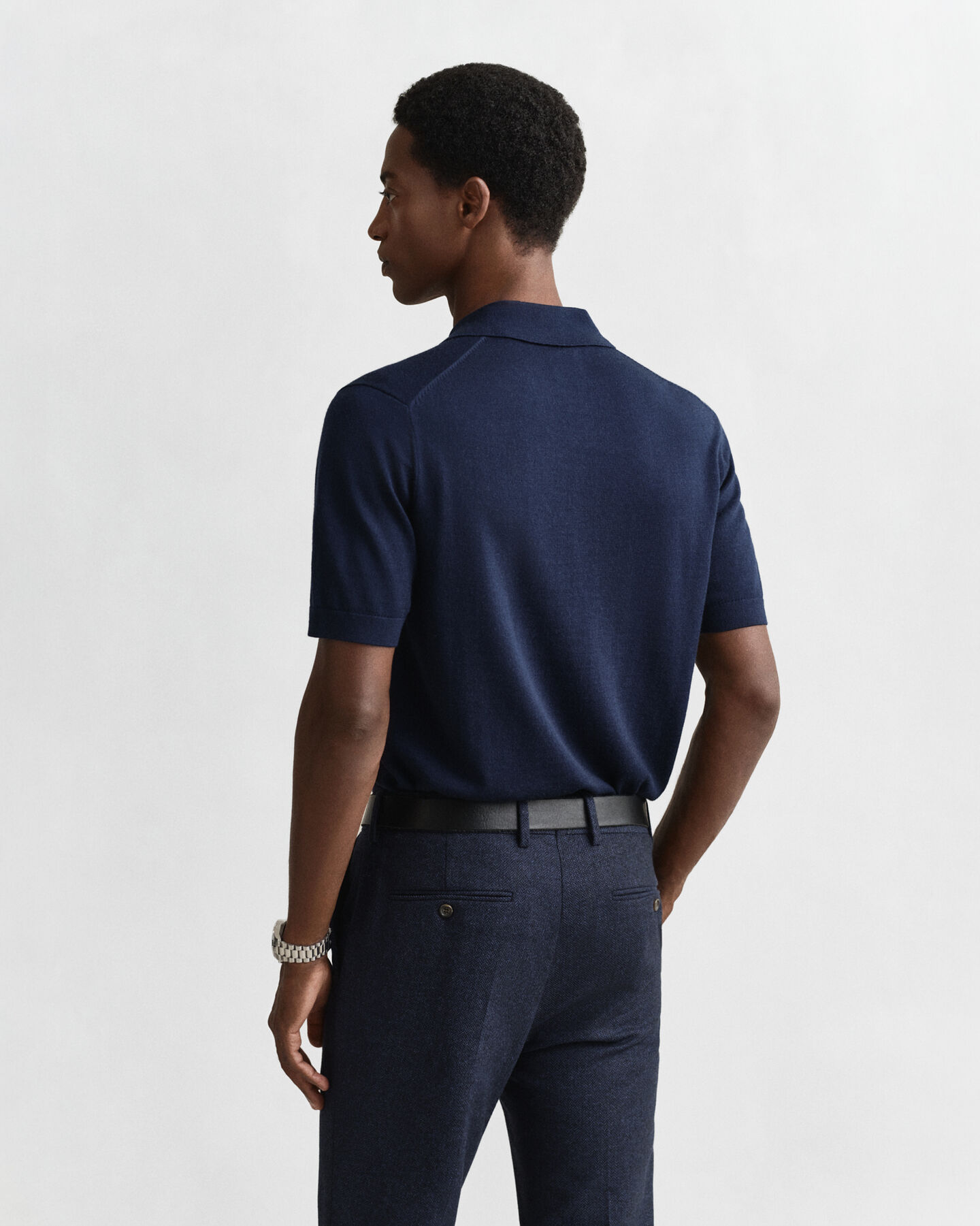 Extra Fine Merino Wool Short Sleeve Polo Sweater