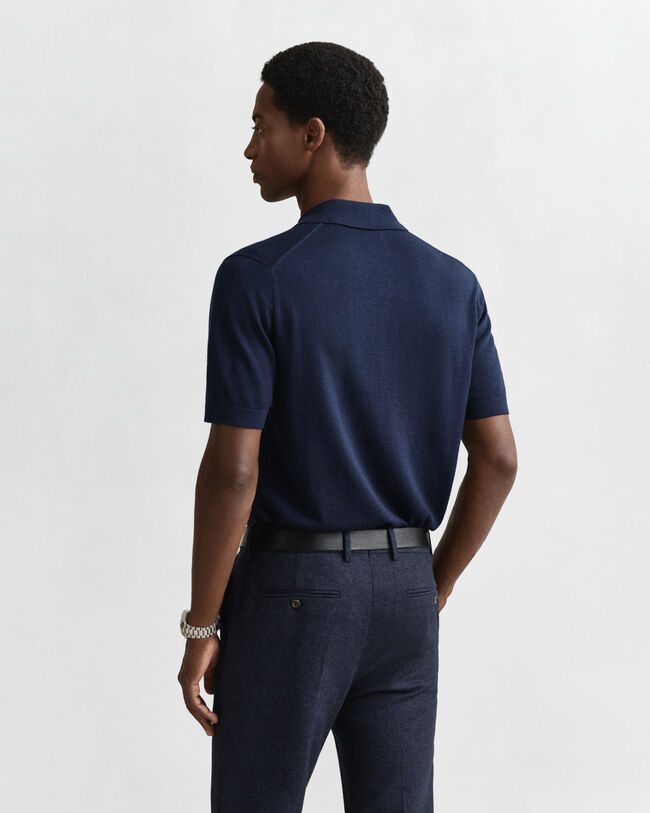 Extra Fine Merino Wool Short Sleeve Polo Sweater