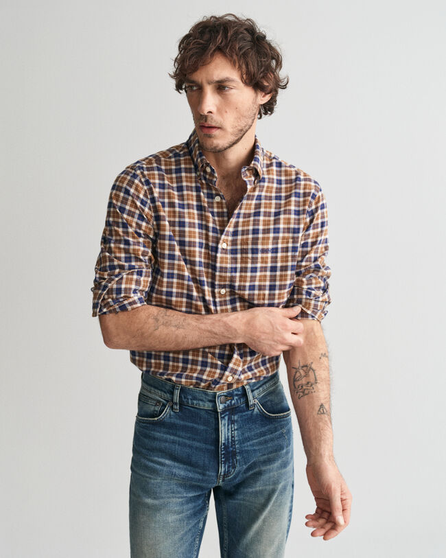 Regular Fit Checked Light Twill Shirt
