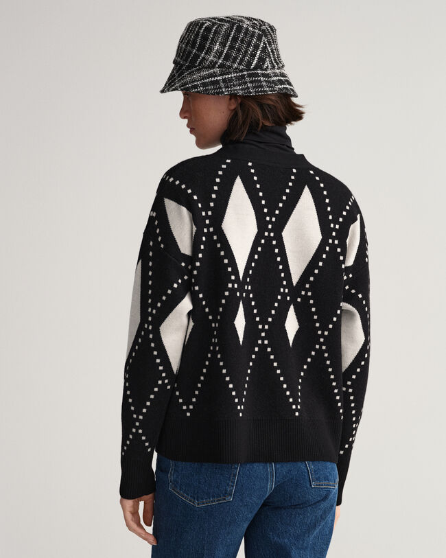 Argyle V-Neck Cardigan