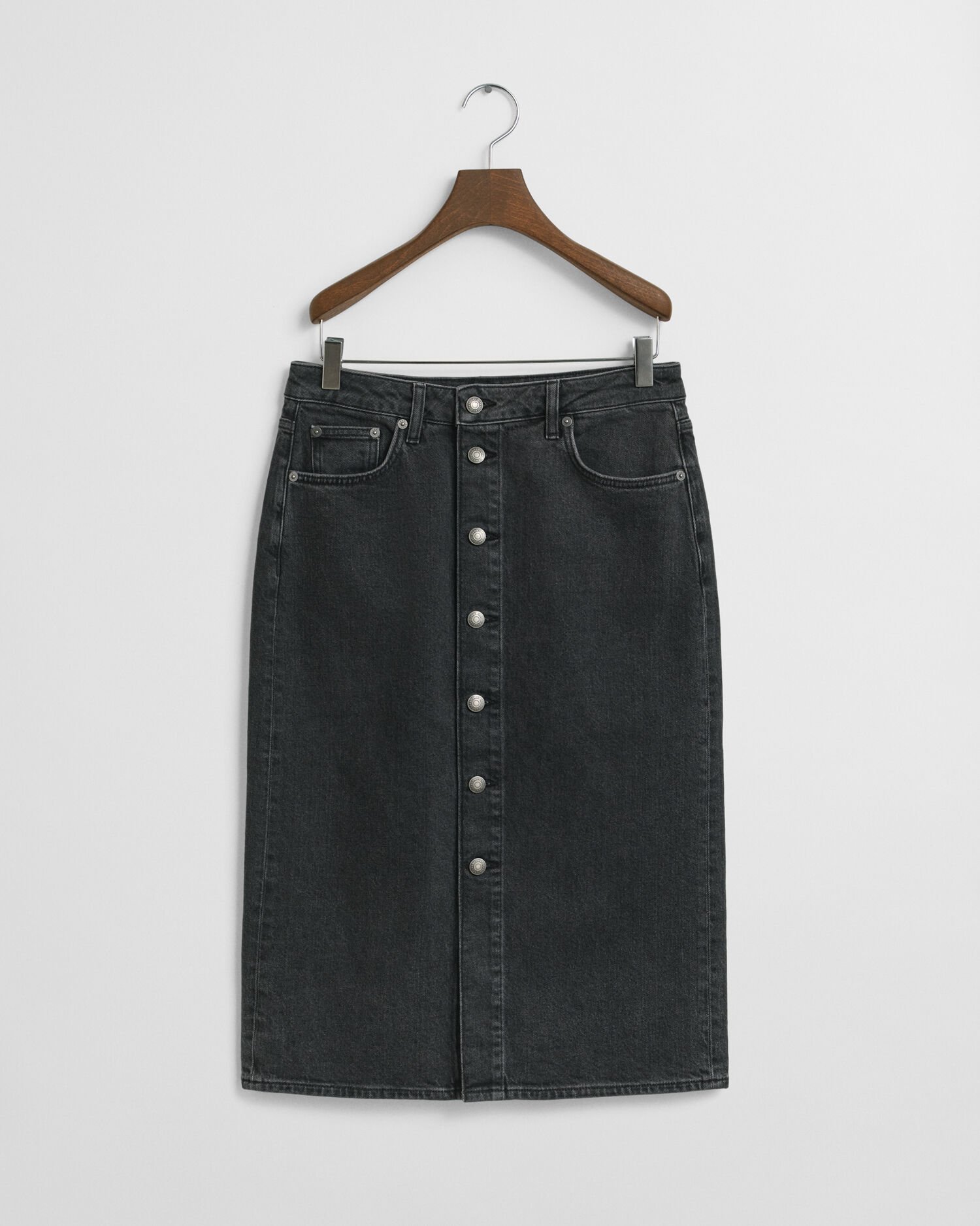 Buttoned Midi Denim Skirt
