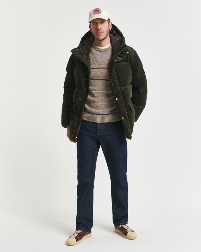 Striped Wool Blend Nepps Crew Neck Sweater