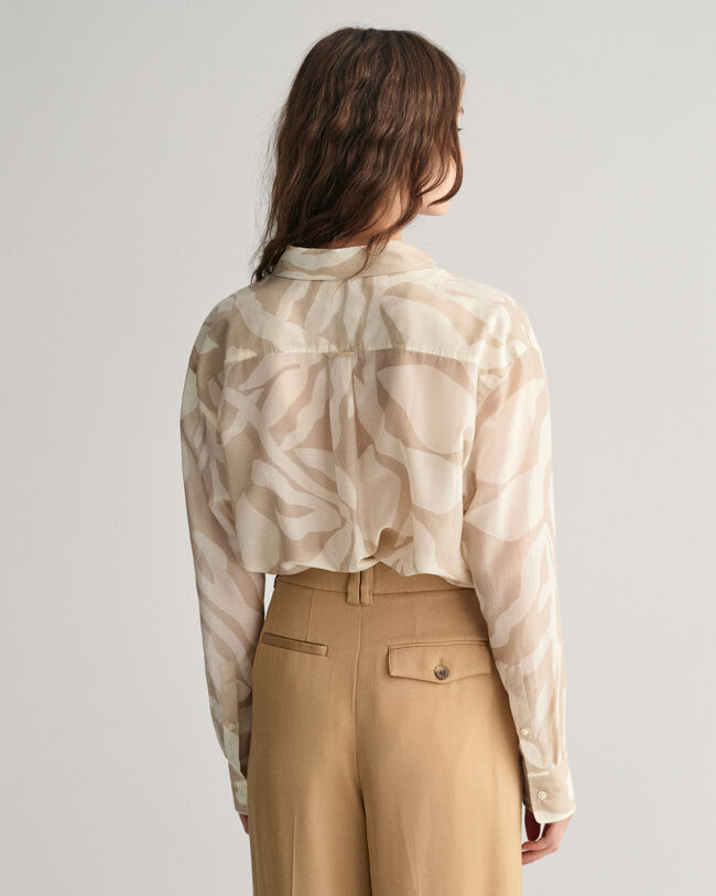 Relaxed Fit Palm Print Cotton Silk Shirt