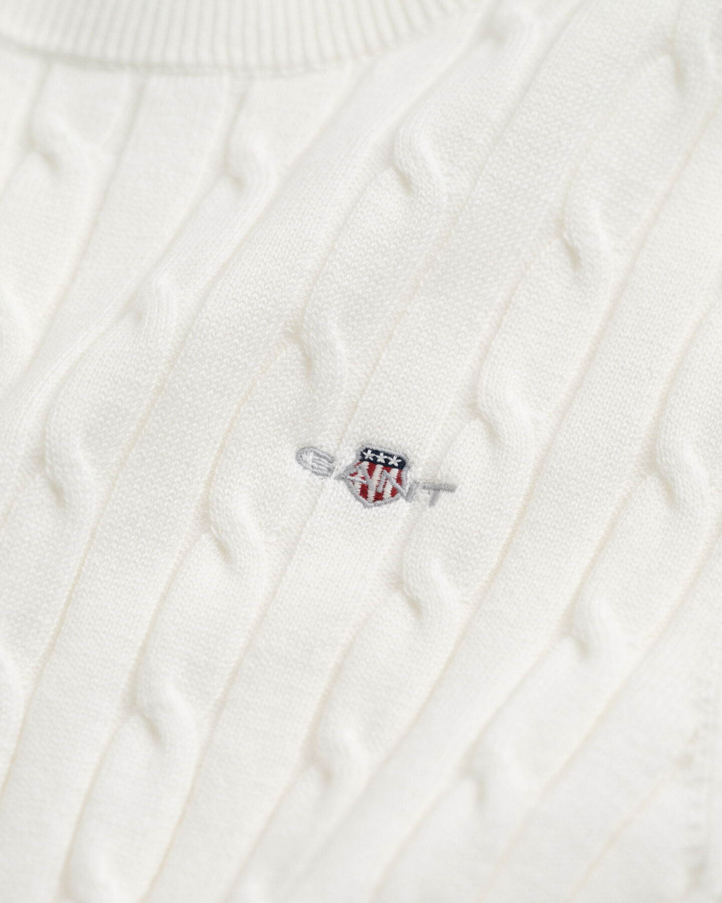 Stretch Cotton Cable Knit Sweater