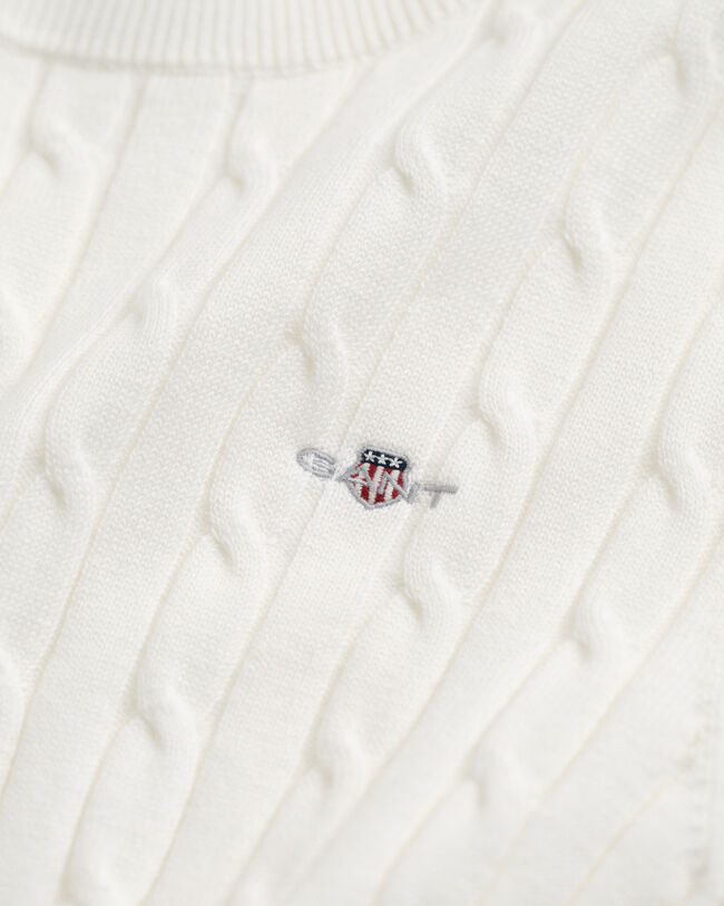 Stretch Cotton Cable Knit Sweater