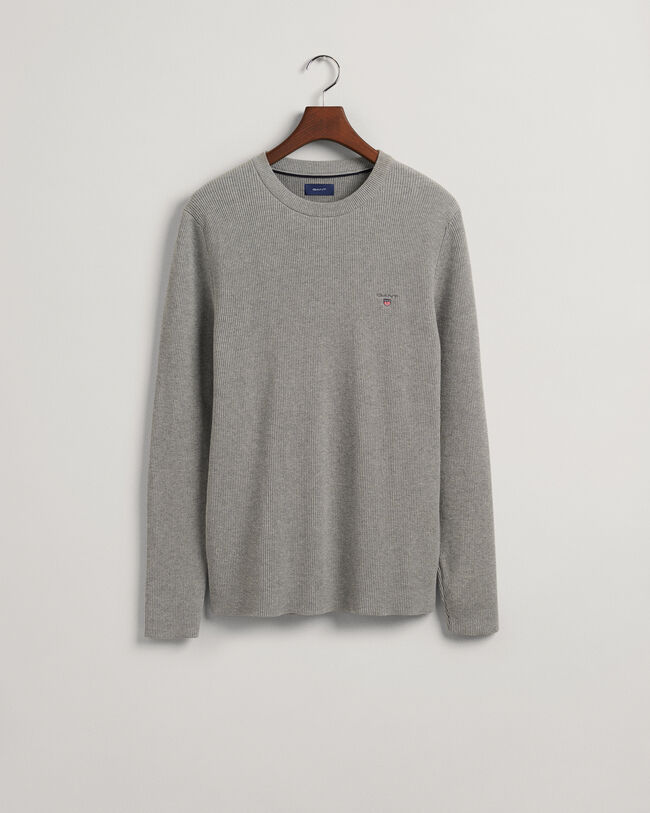 Rib Texture Crew Neck Sweater