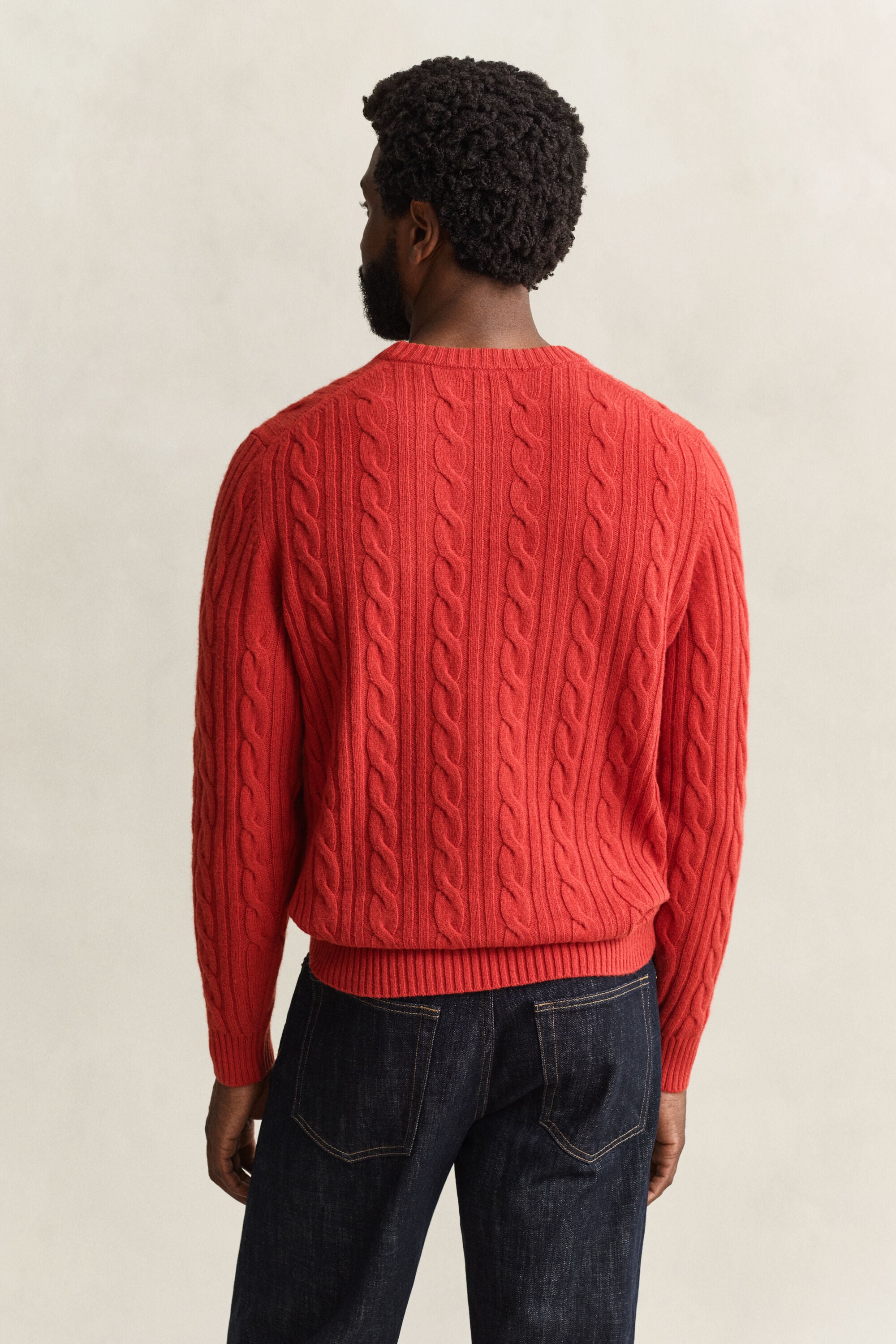 Lambswool Cable Knit Crew Neck Sweater