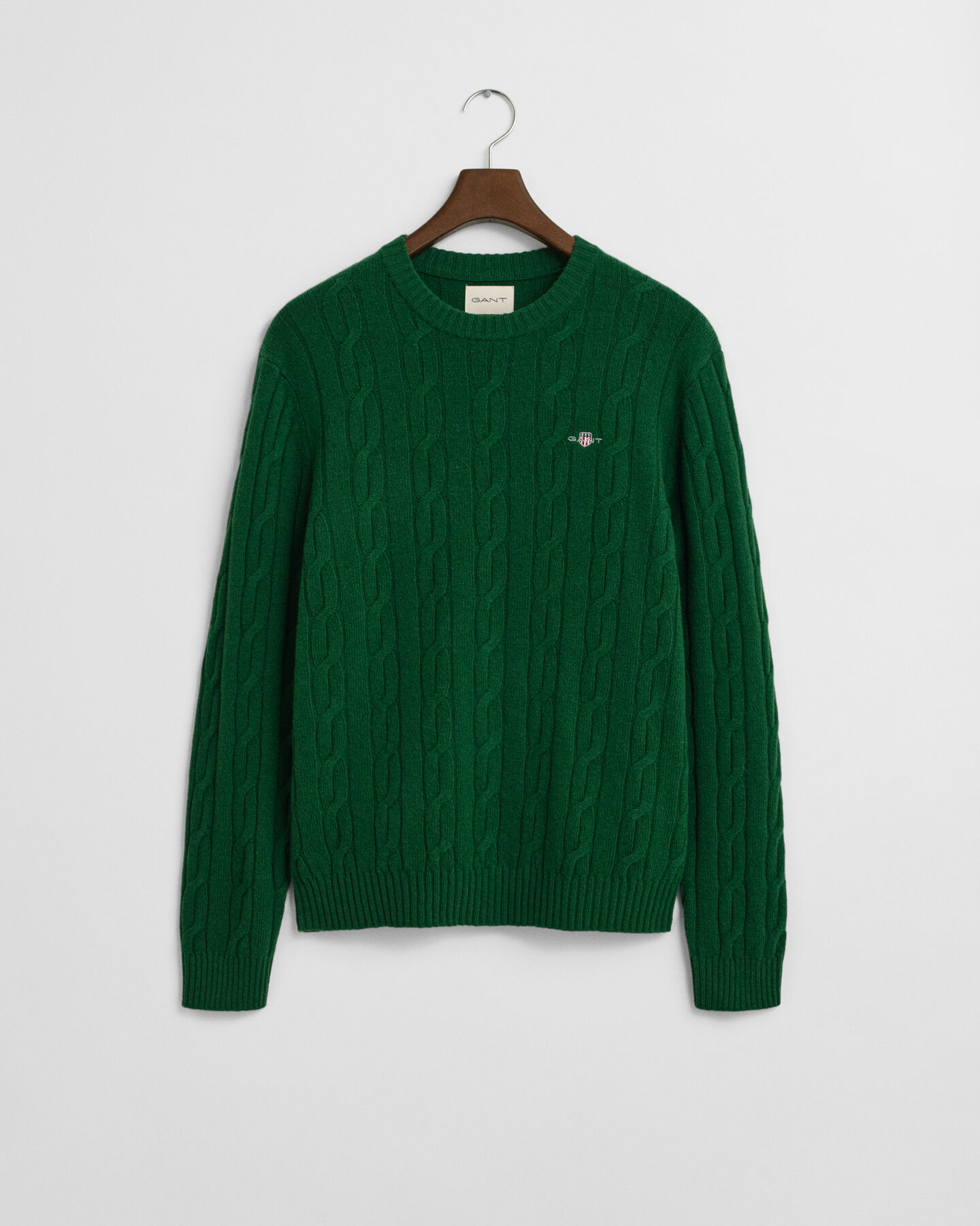 Lambswool Cable Knit Crew Neck Sweater