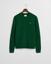 Lambswool Cable Knit Crew Neck Sweater