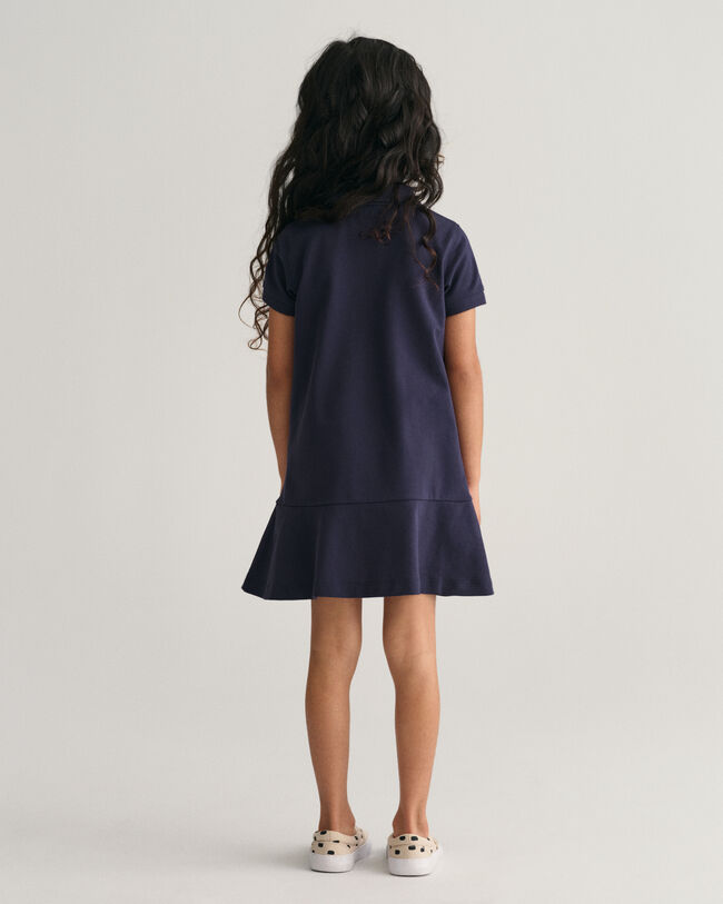 Girls Short Sleeve Piqu&eacute; Flounce Dress