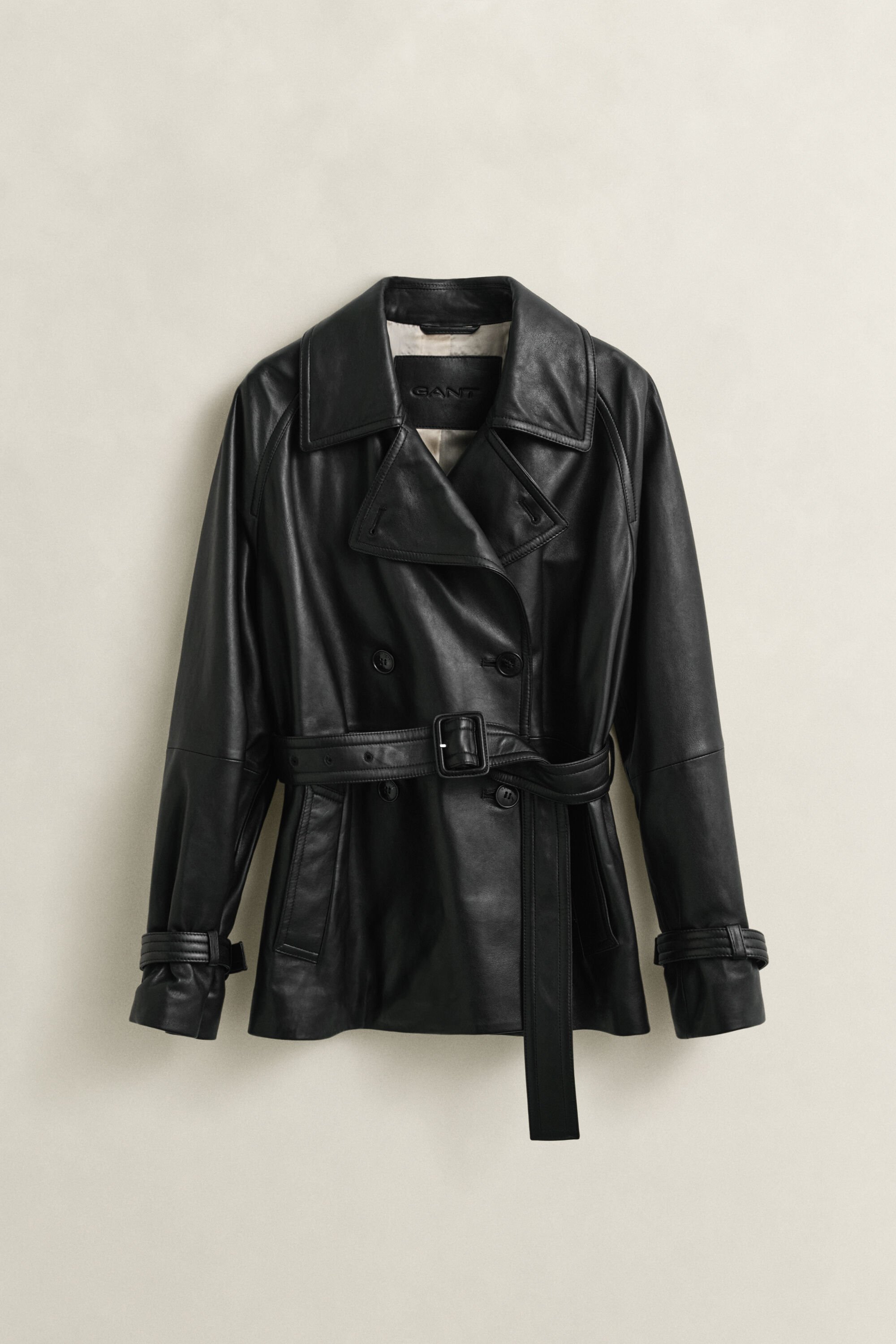 Short Leather Trench Coat