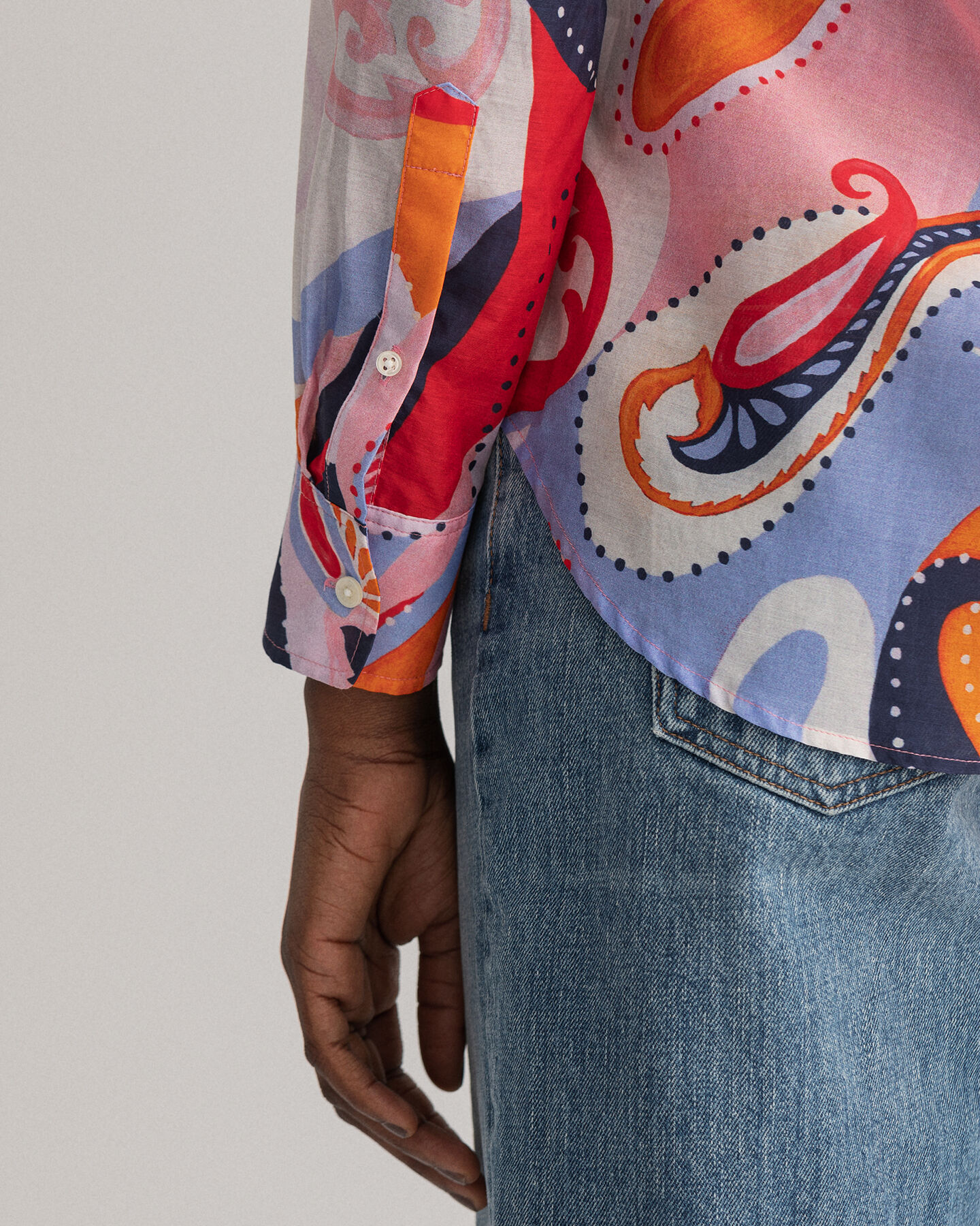 Regular Fit Paisley Cotton Silk Shirt