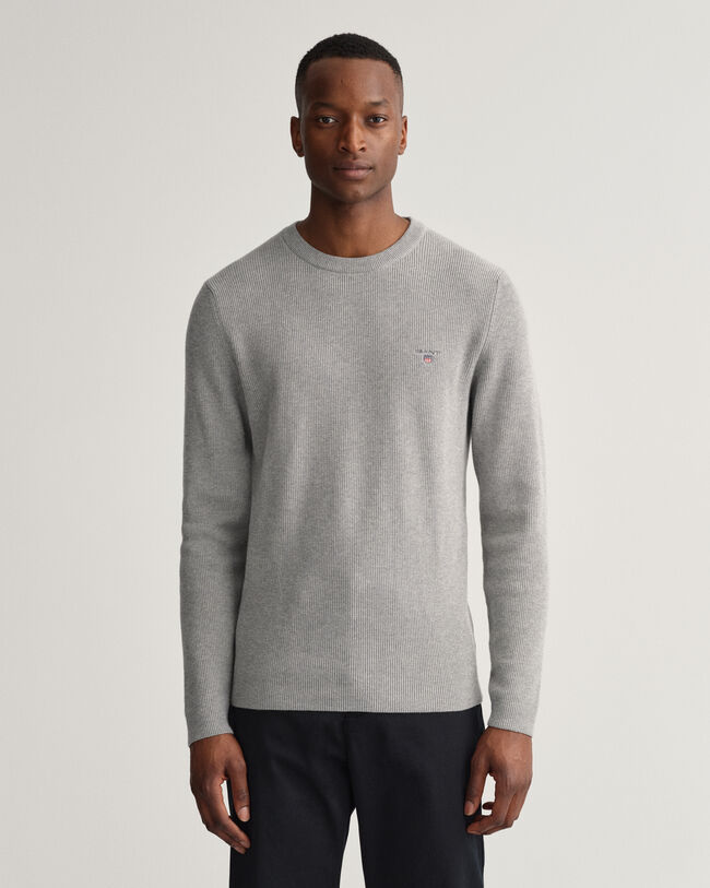Rib Texture Crew Neck Sweater