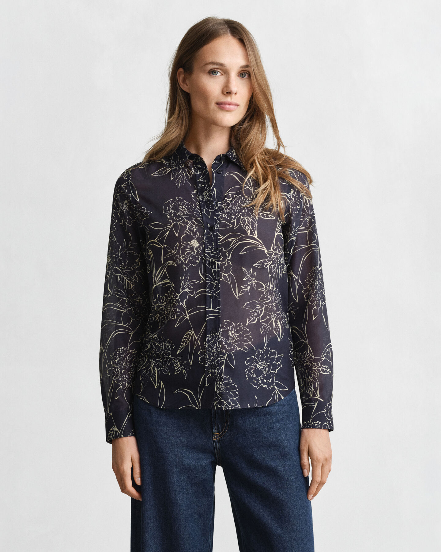 Regular Fit Floral Print Cotton Silk Shirt
