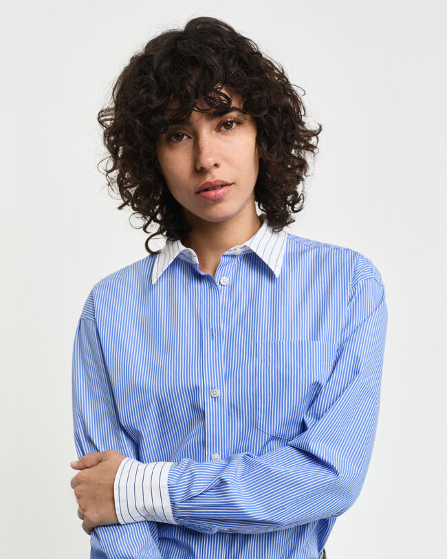 Relaxed Fit Mixed Stripe Poplin Shirt