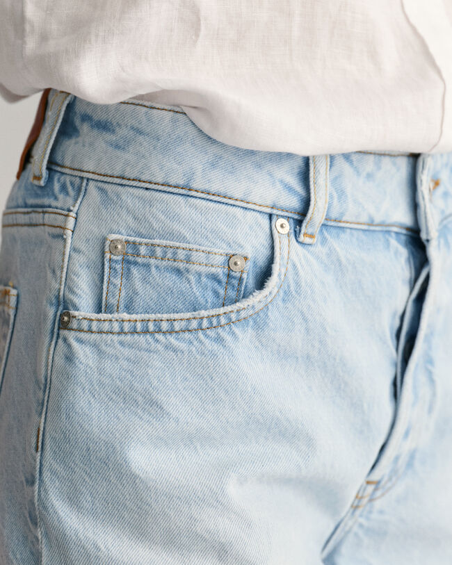 Regular Fit Mid Length Denim Shorts