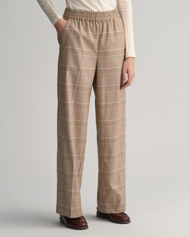 Relaxed Fit Checked Pull-On Pants