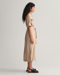 Flap Pocket Short Sleeve Shirt Dress