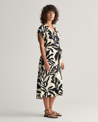 Palm Print Short Sleeve Dress