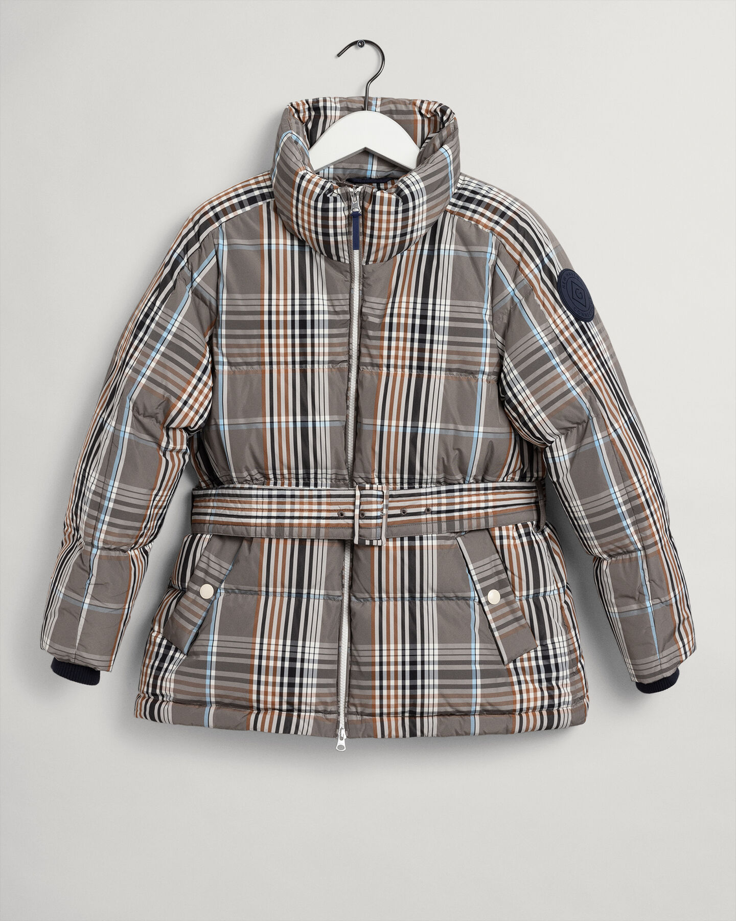 Check Belted Down Jacket