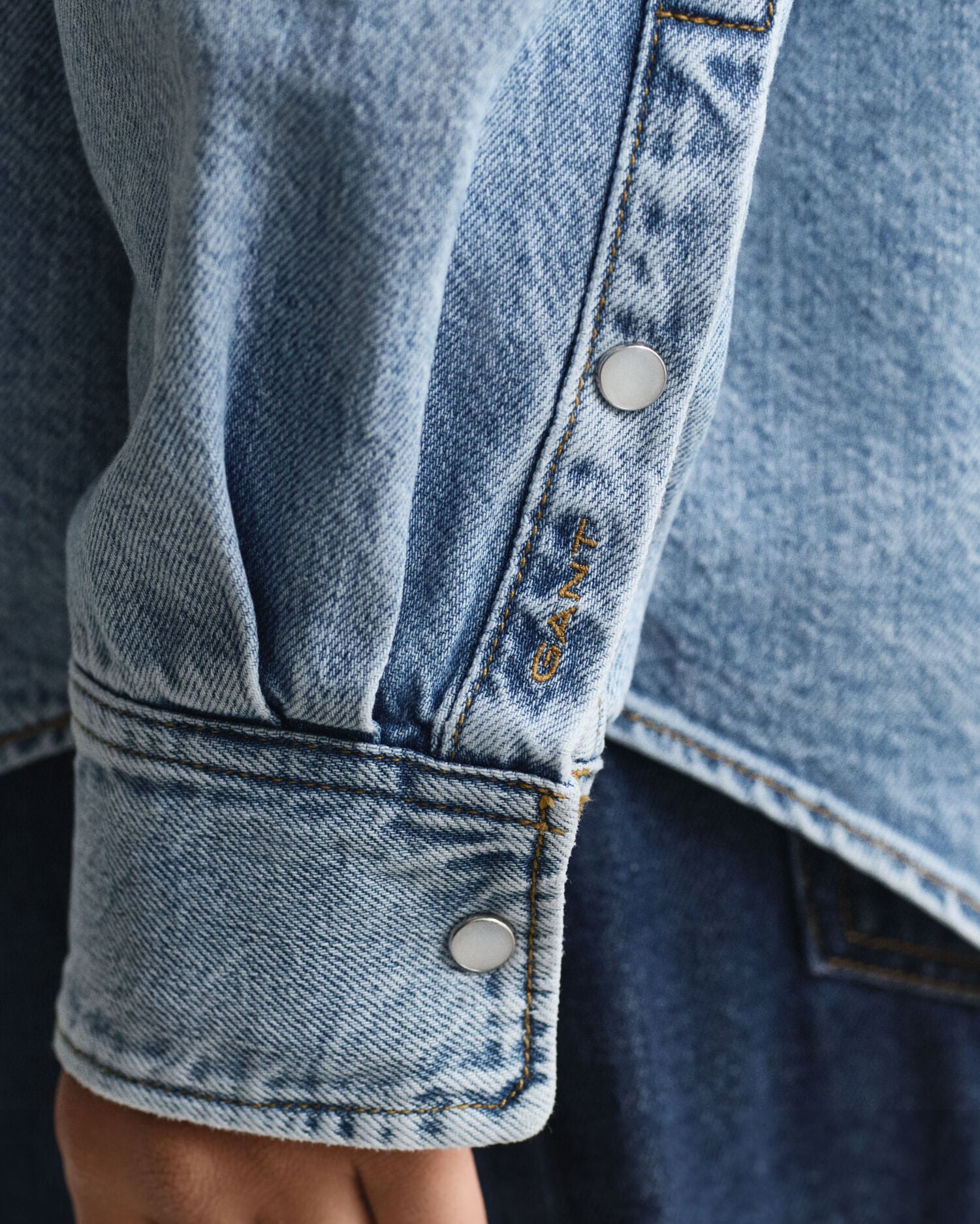 Relaxed Fit Denim Shirt — MID BLUE WORN IN