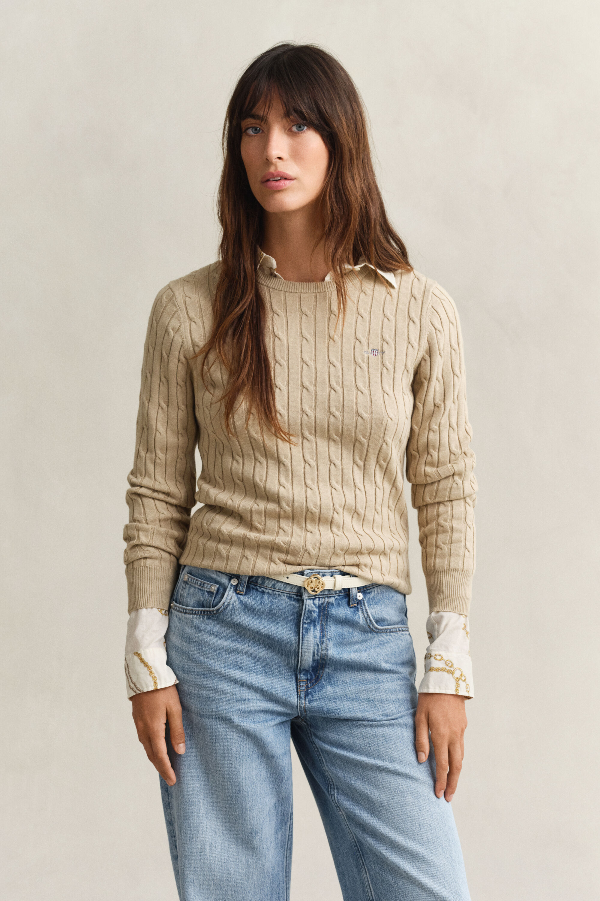 Cable Knit Crew Neck Sweater