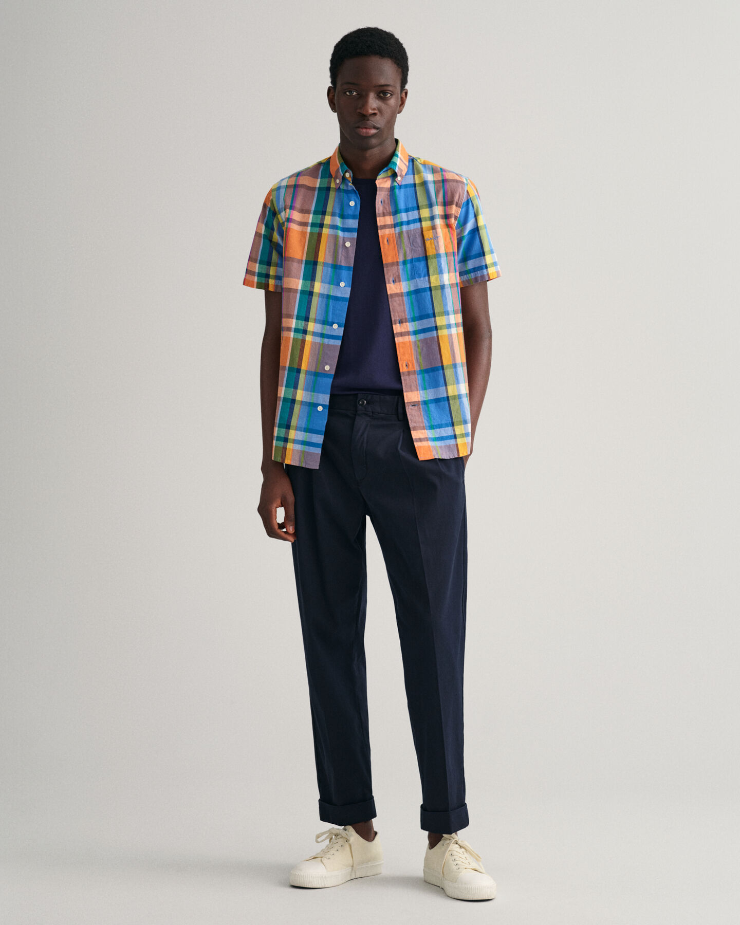 Regular Fit Colorful Madras Short Sleeve Shirt