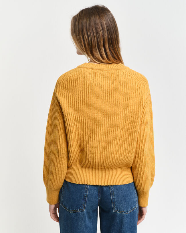 Ribbed Knitted Crew Neck Sweater