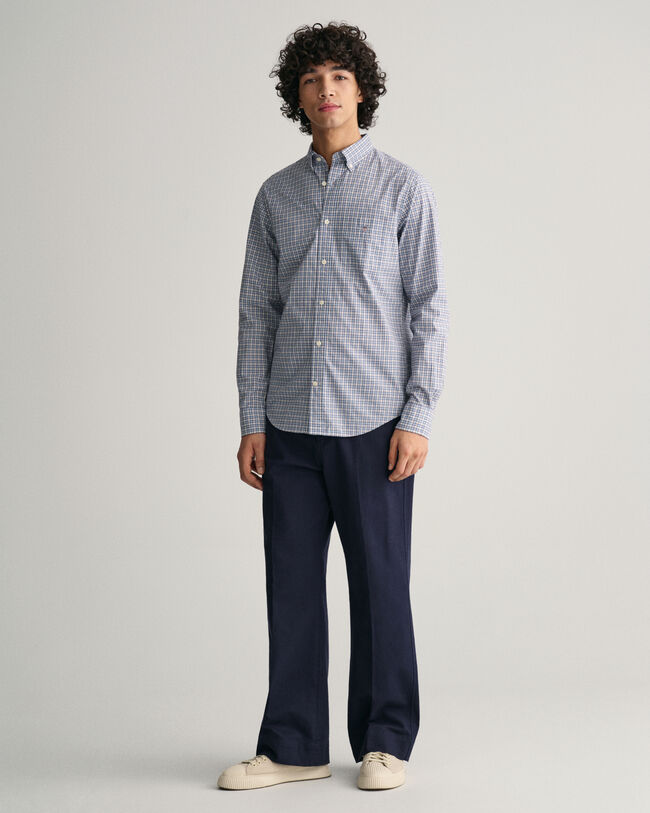 Regular Fit Micro Checked Poplin Shirt