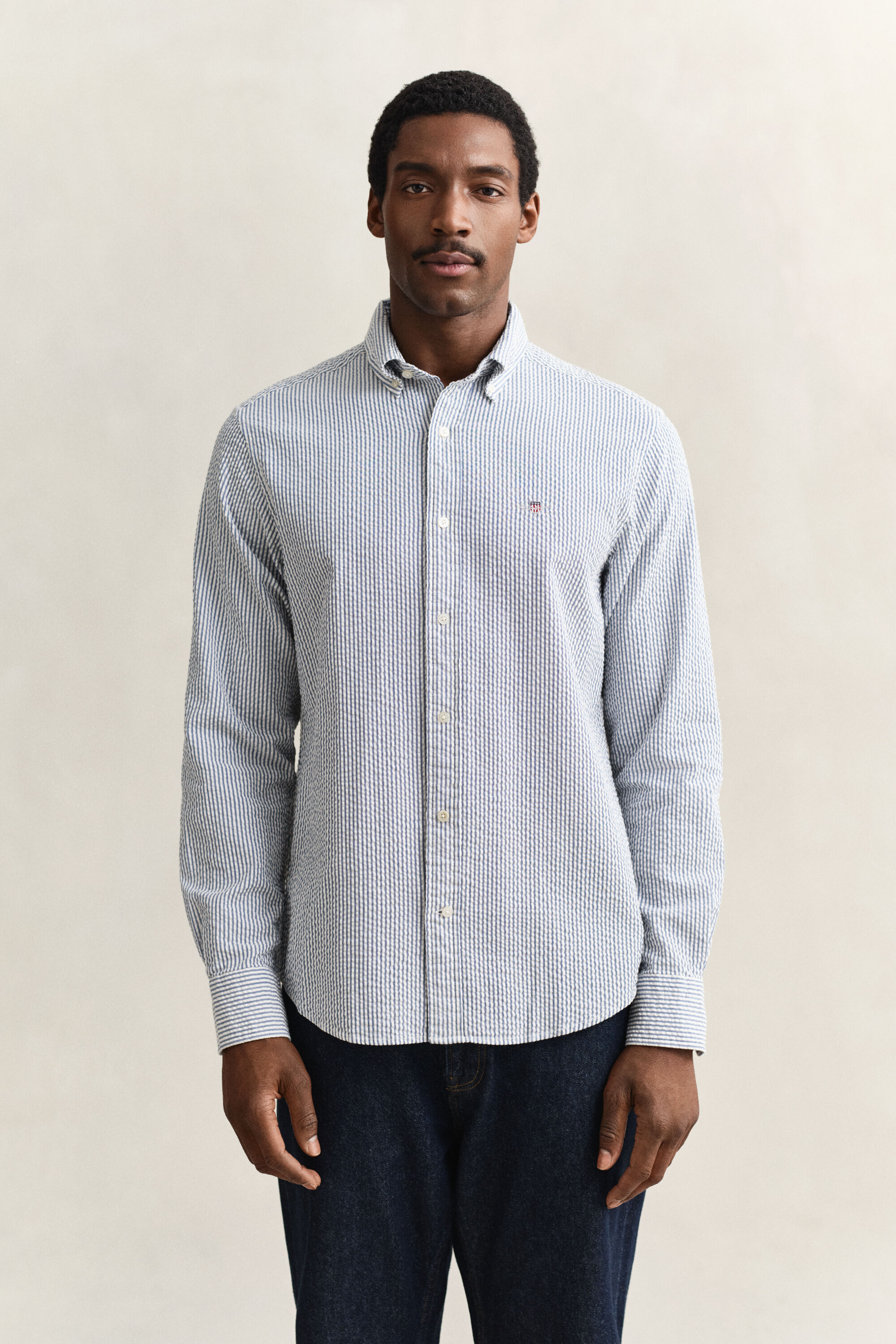 Regular Fit Striped Seersucker Shirt
