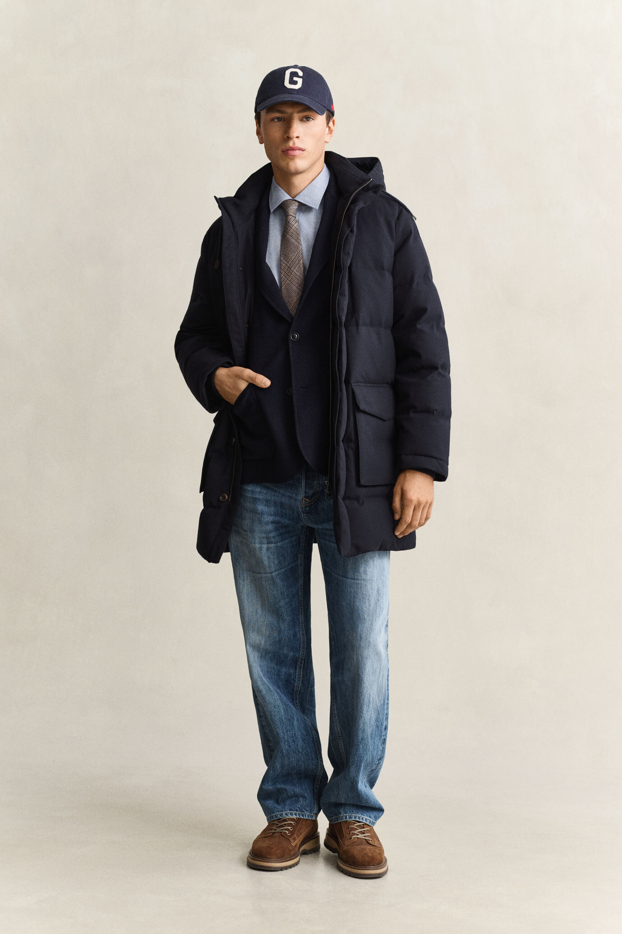 Flannel Down Mid Jacket