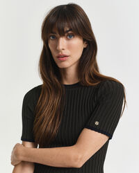 Contrast Ribbed Short Sleeve Sweater