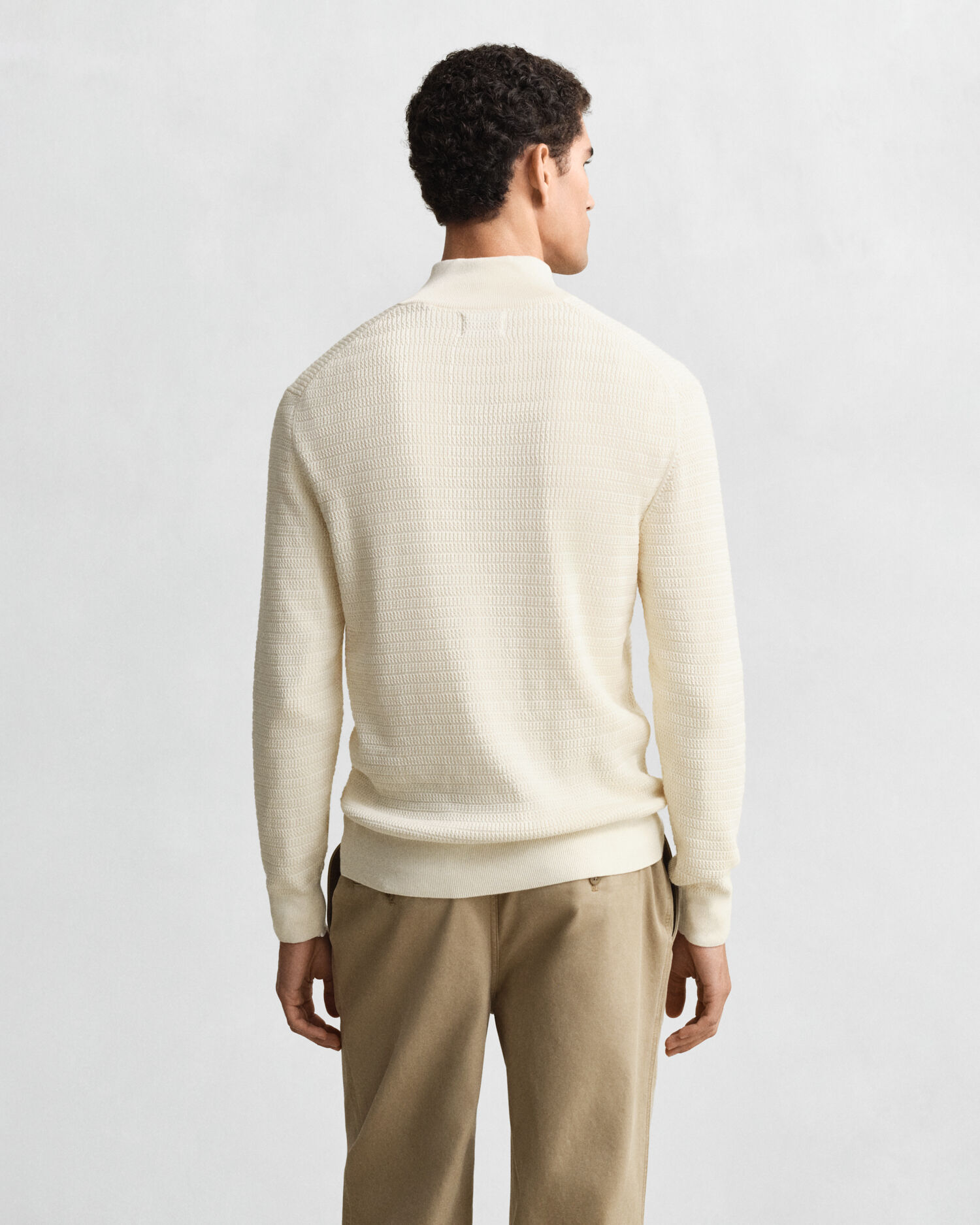 Mini Cable Knit Half-Zip Sweater — CREAM