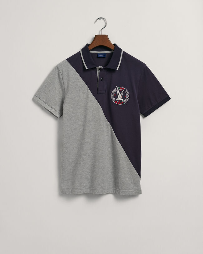 Sail Graphic Diagonal Block Piqu&eacute; Polo Shirt