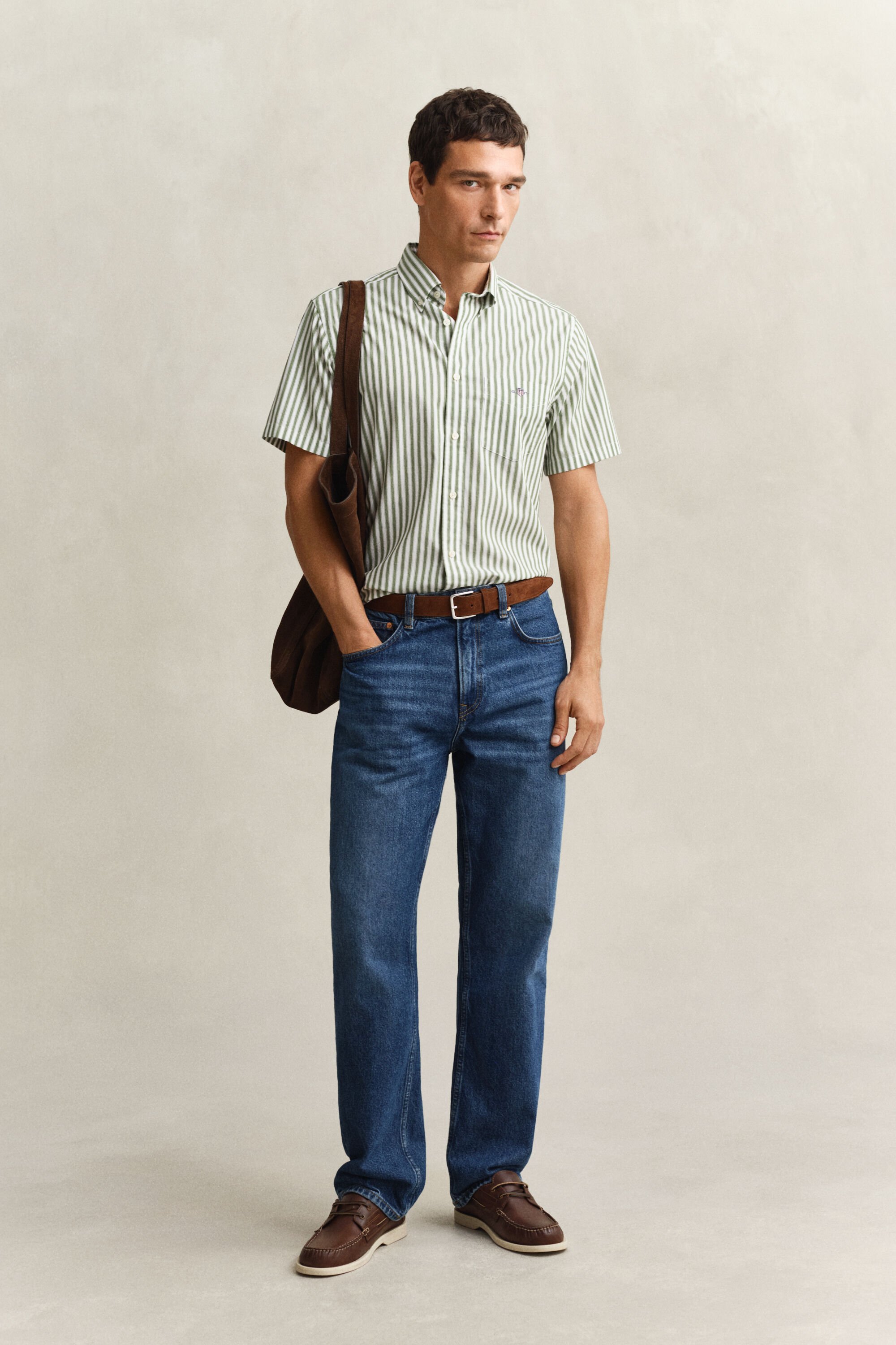 Striped Classic Poplin Short Sleeve Shirt