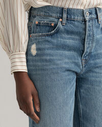 Relaxed Straight Leg High-Waisted Rip Jeans