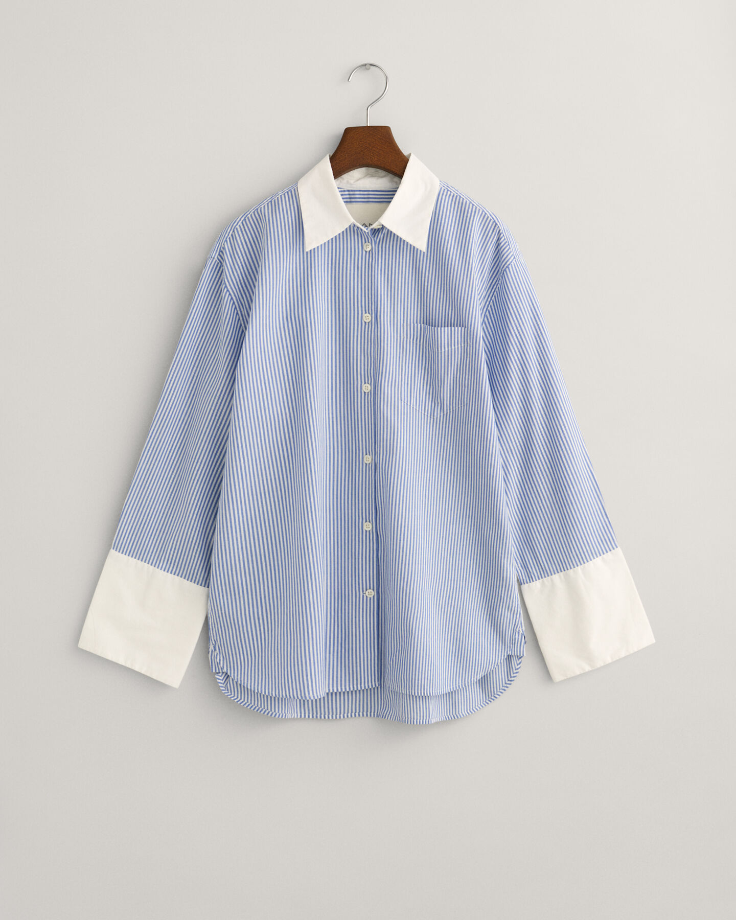 Relaxed Fit Striped Contrast Collar Shirt