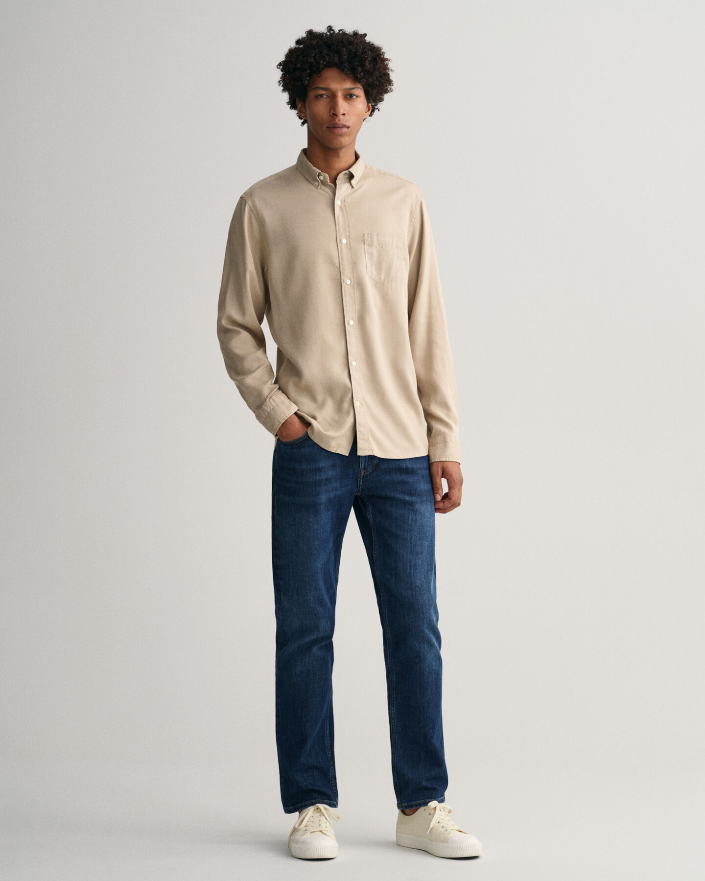 Regular Fit Garment-Dyed Lyocell Shirt