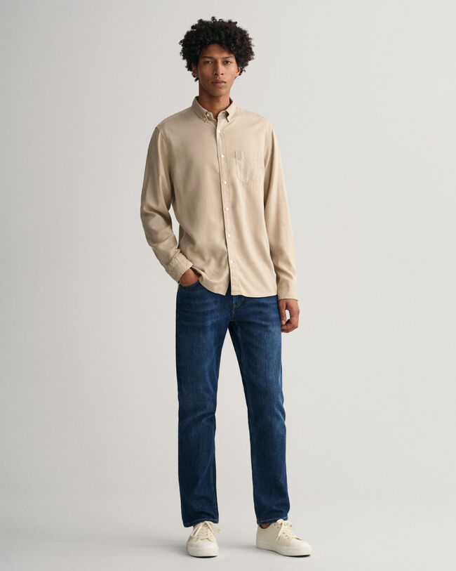 Regular Fit Garment-Dyed Lyocell Shirt