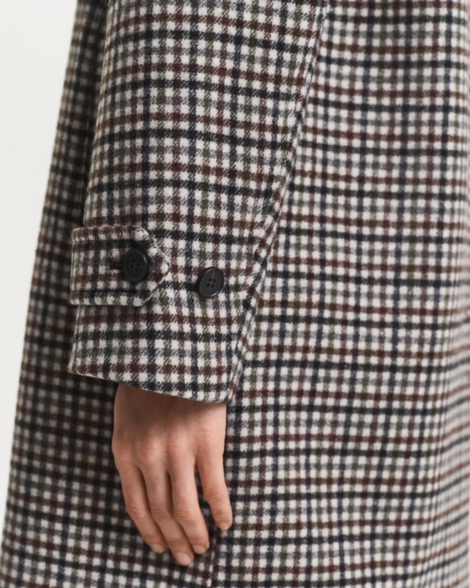 Checked Wool Blend Car Coat