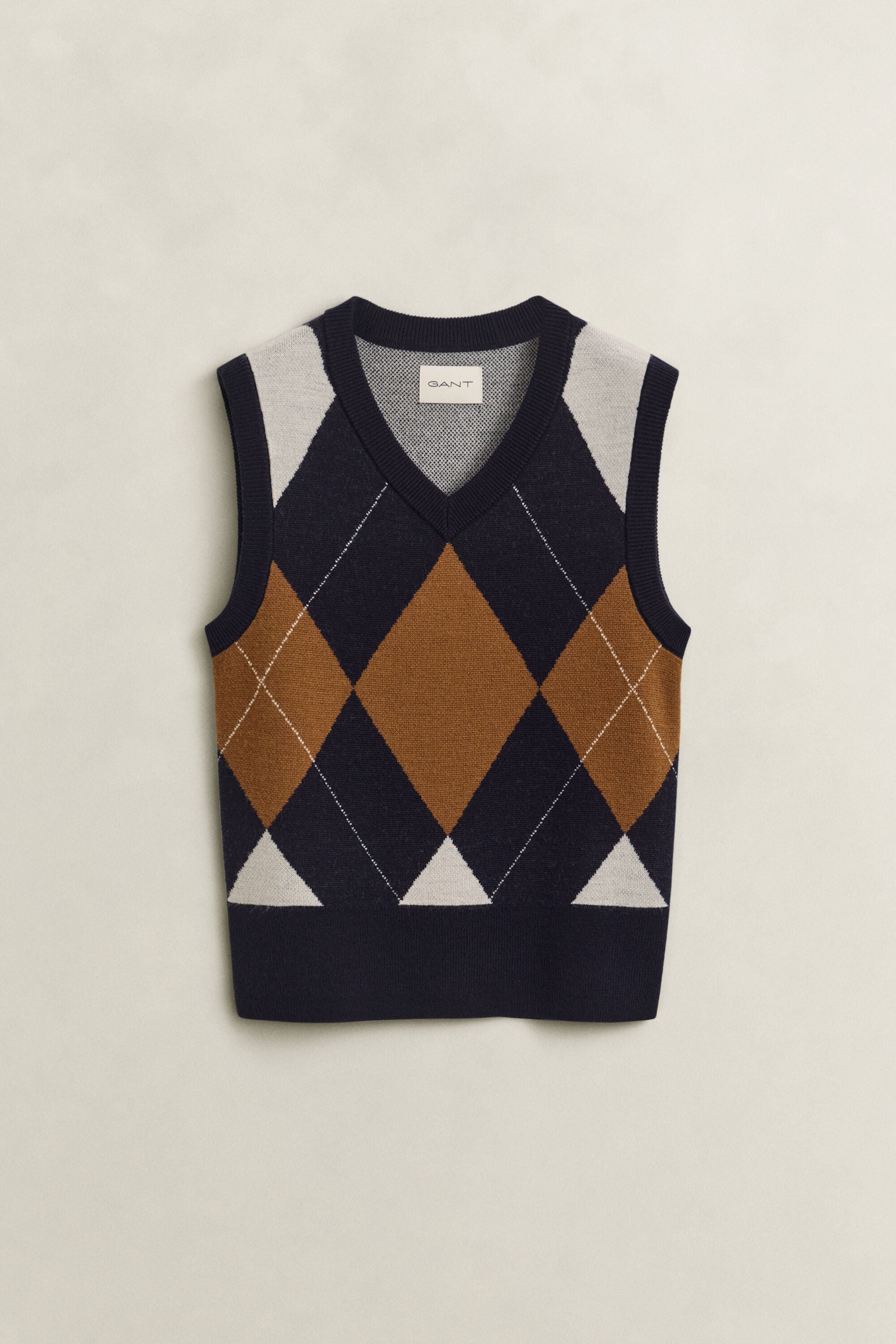 Knitted Wool Argyle Vest