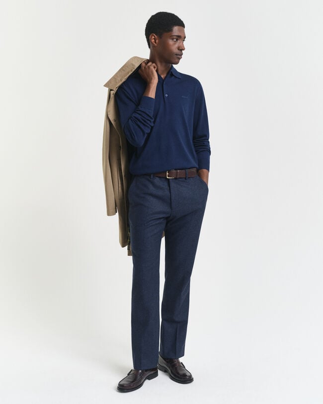 Extra Fine Merino Wool Polo Sweater