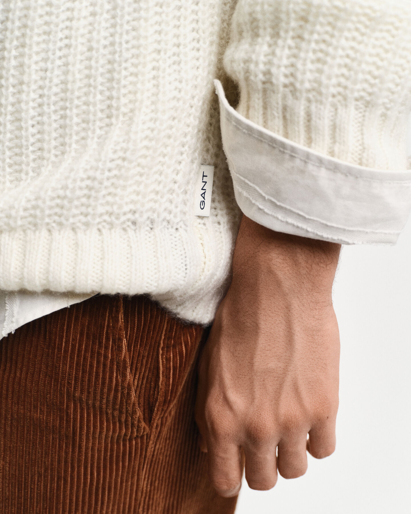 Ribbed Alpaca Wool Blend Crew Neck Sweater