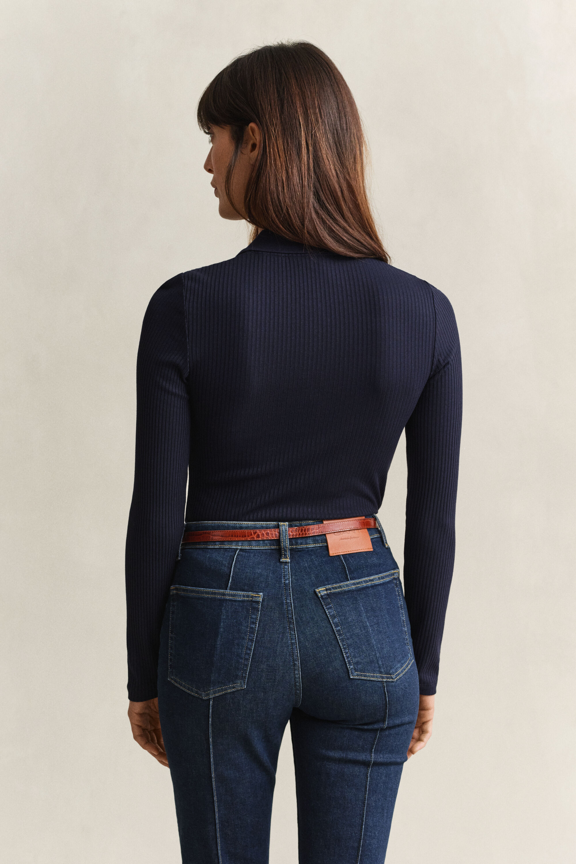 Slim Ribbed Polo Top