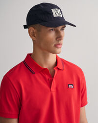 Striped Contrast Collar Piqué Polo Shirt