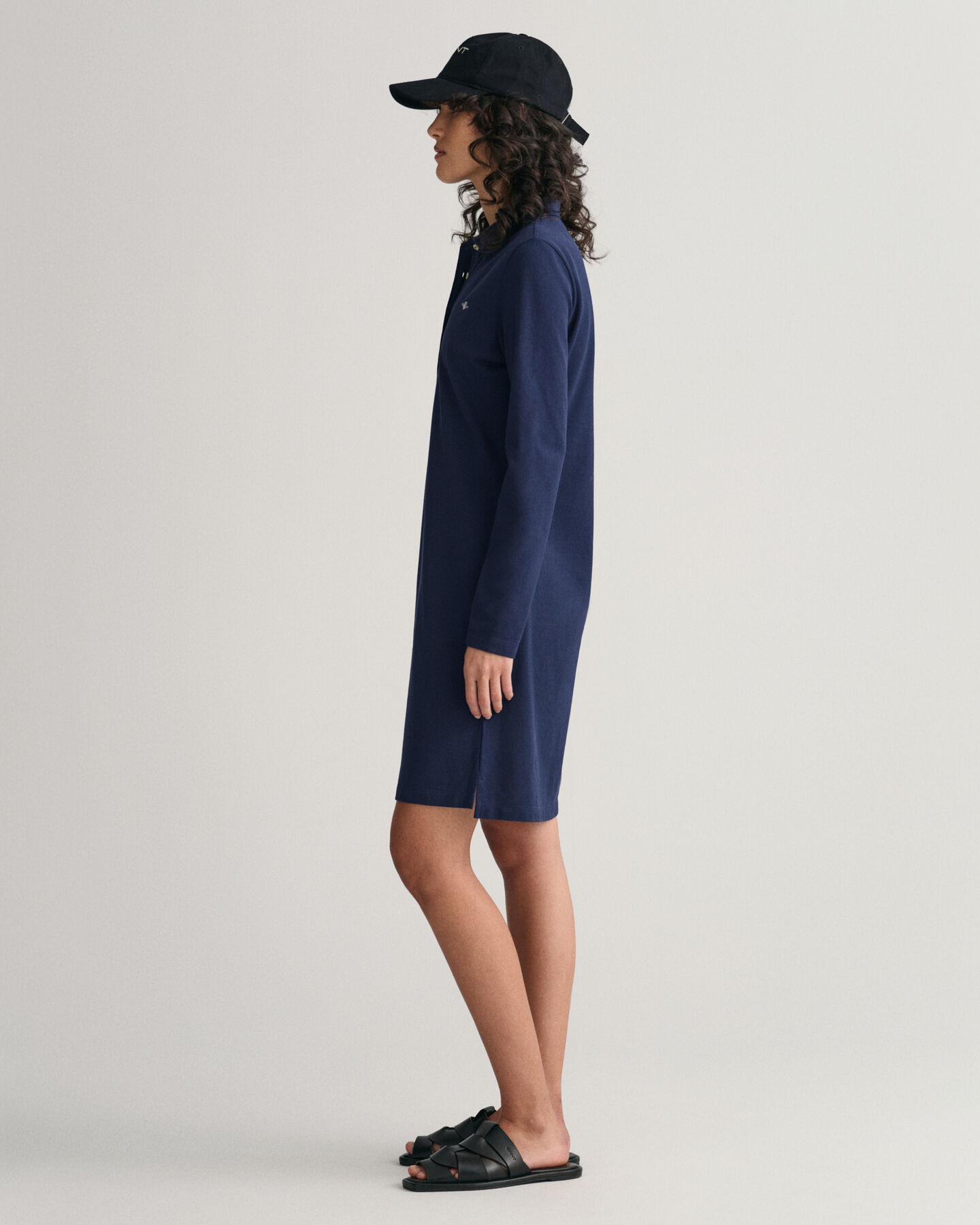 Shield Piqué Long Sleeve Dress