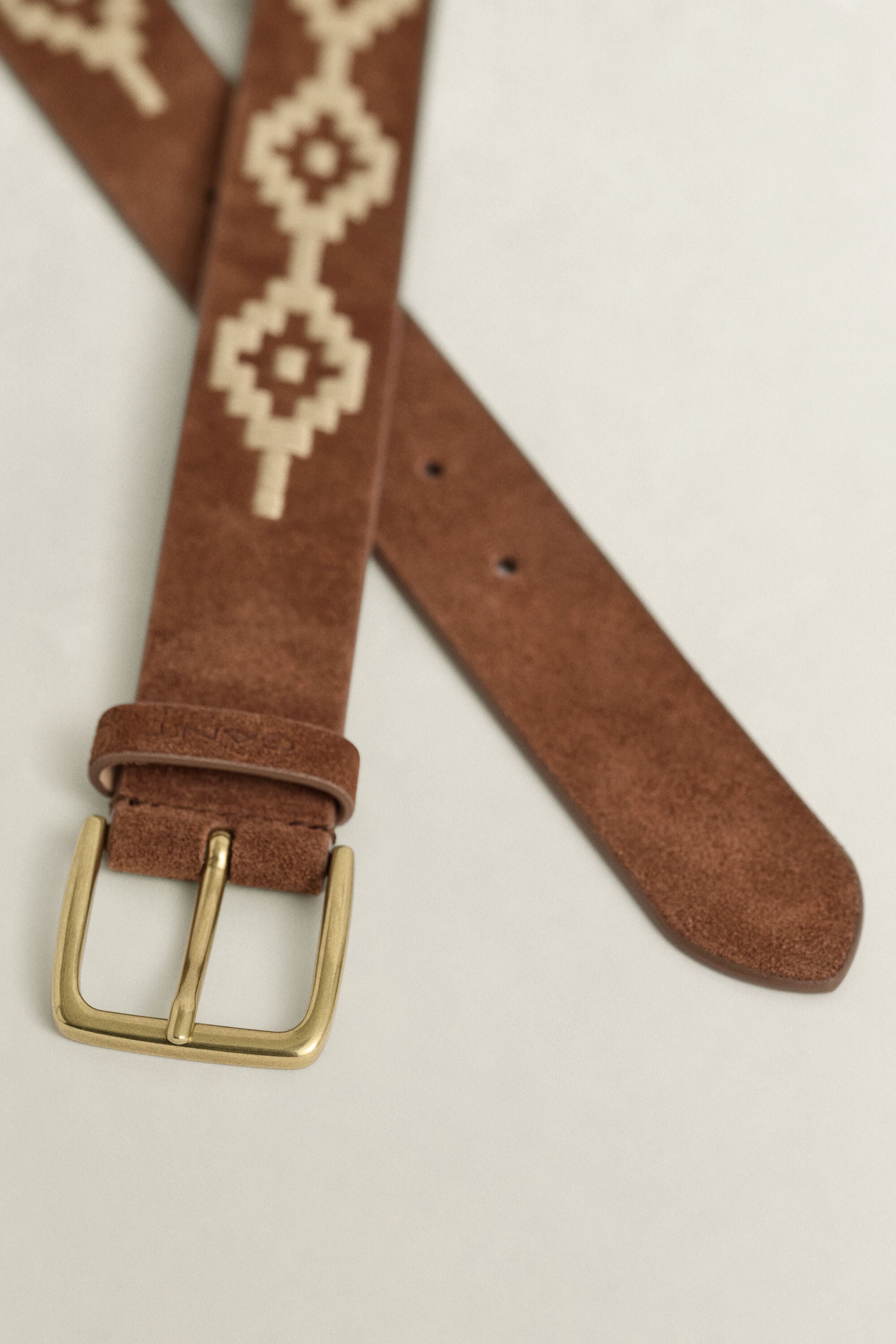 Embroidered Suede Belt