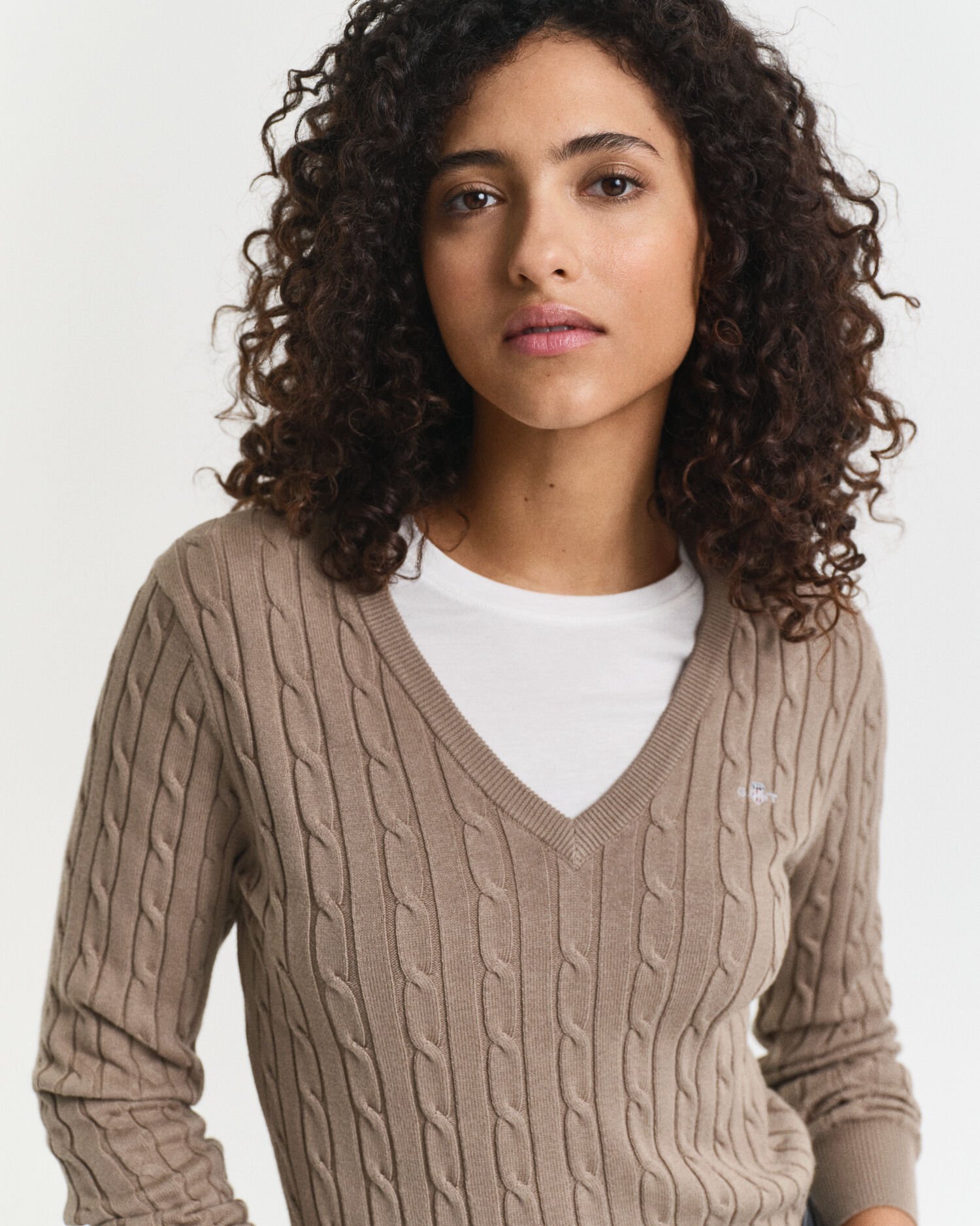 Cable Knit V-Neck Sweater