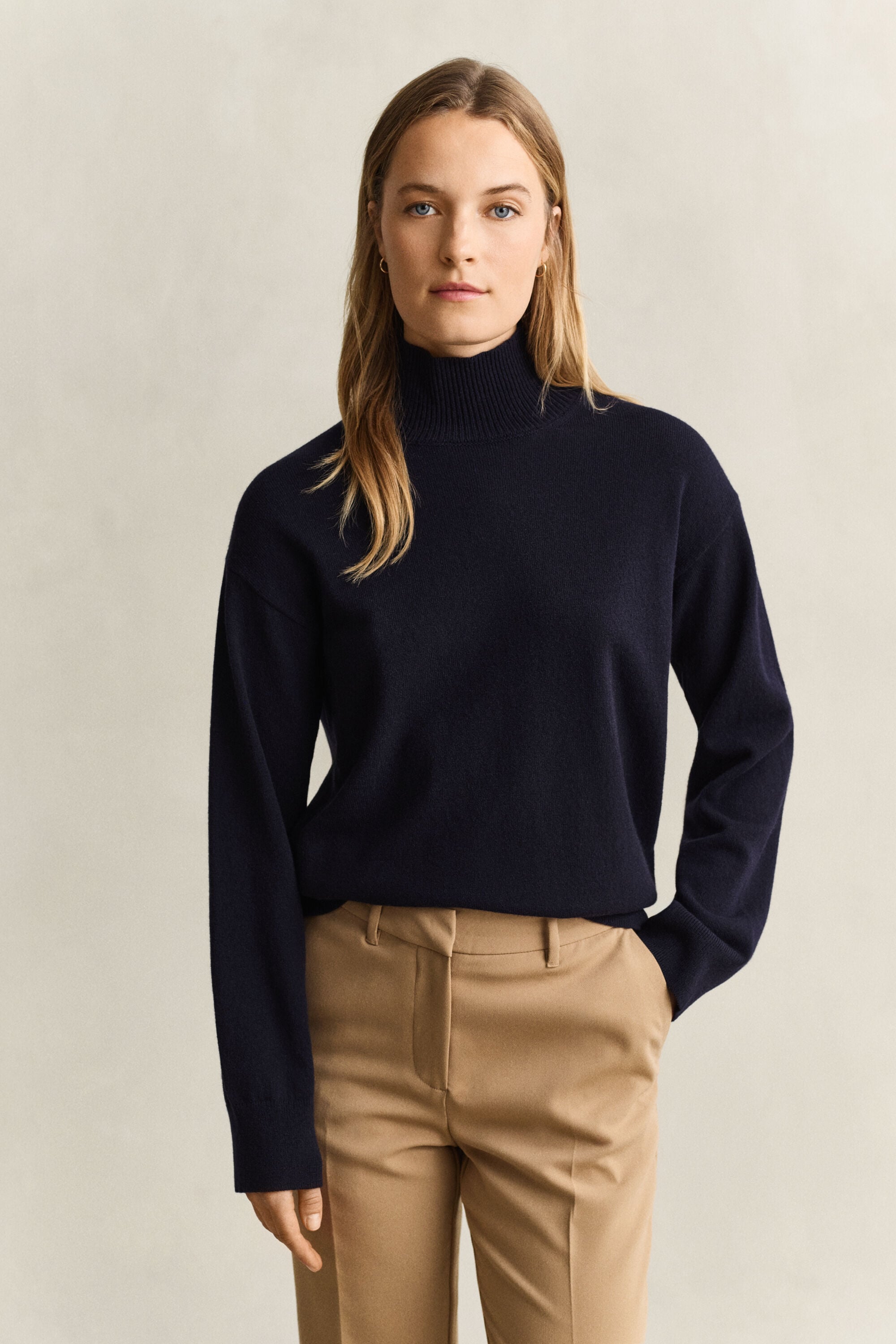 Superfine Lambswool Mock Neck Sweater